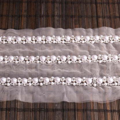 Handmade Embroidered Lace Wedding Veil Edging Thin Tape For Belt Strap Wedding Décor