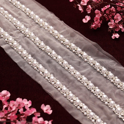 Handmade Embroidered Lace Wedding Veil Edging Thin Tape For Belt Strap Wedding Décor