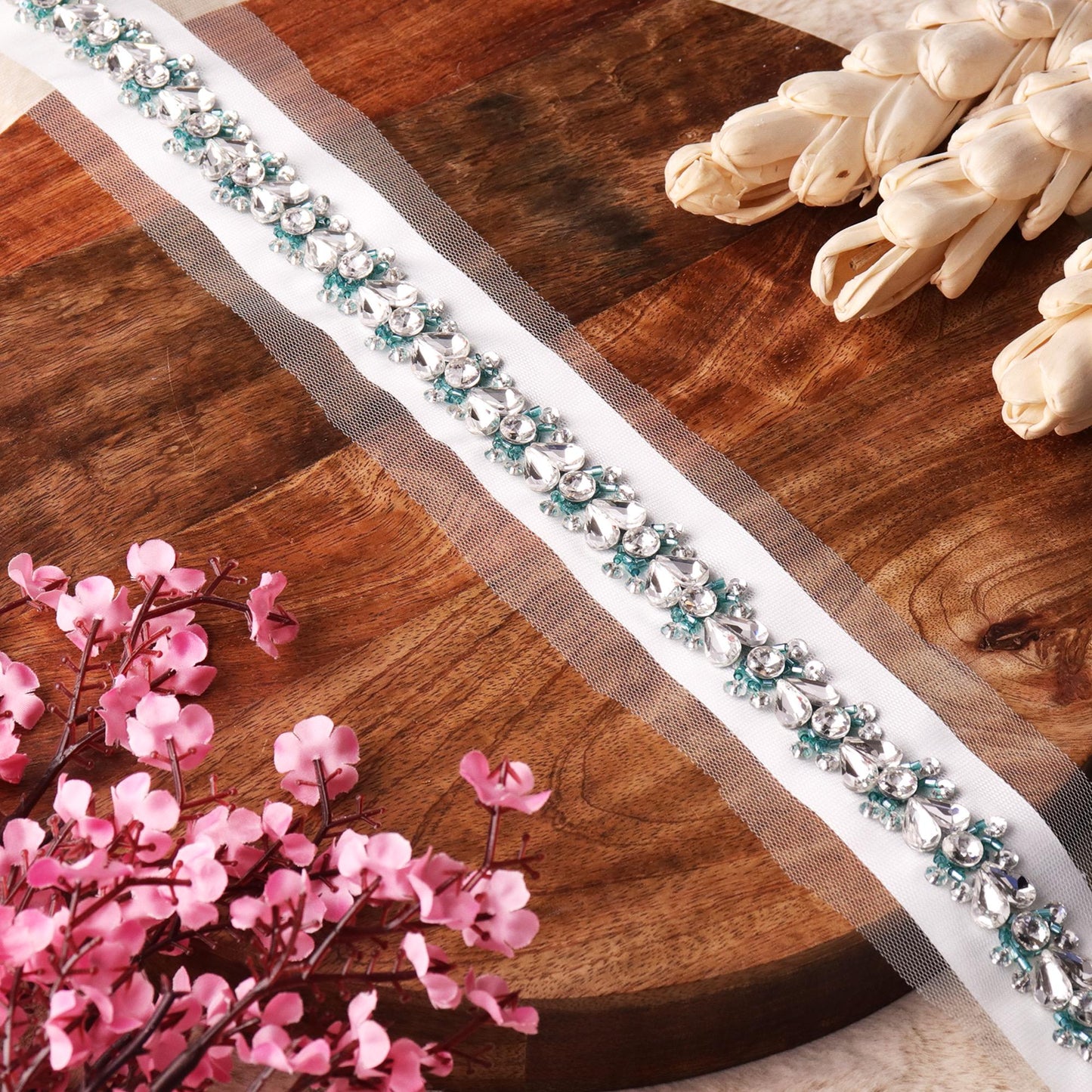 Bridal Veil Trim, Handmade Luxury Rhinestone Crystal Lace, Wedding Dress, Bridesmaid Accessory, Sparkling Lace, Home Decor, Gift Packing