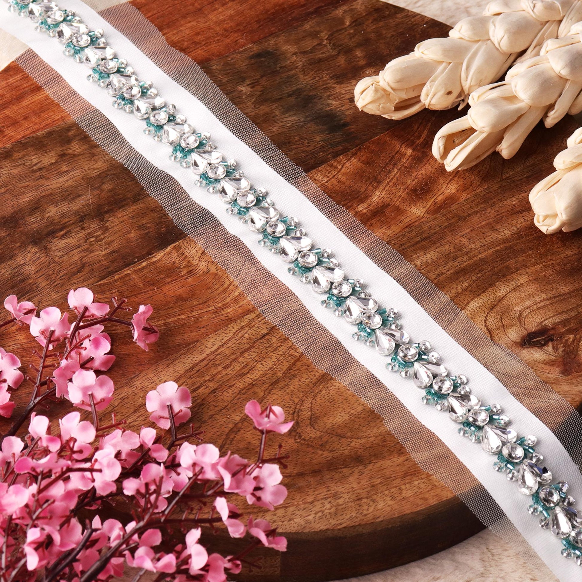 Bridal Veil Trim, Handmade Luxury Rhinestone Crystal Lace, Wedding Dress, Bridesmaid Accessory, Sparkling Lace, Home Decor, Gift Packing