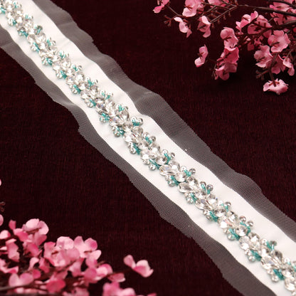 Handmade Luxury Rhinestone Crystal Lace Trim for Bridal Veils