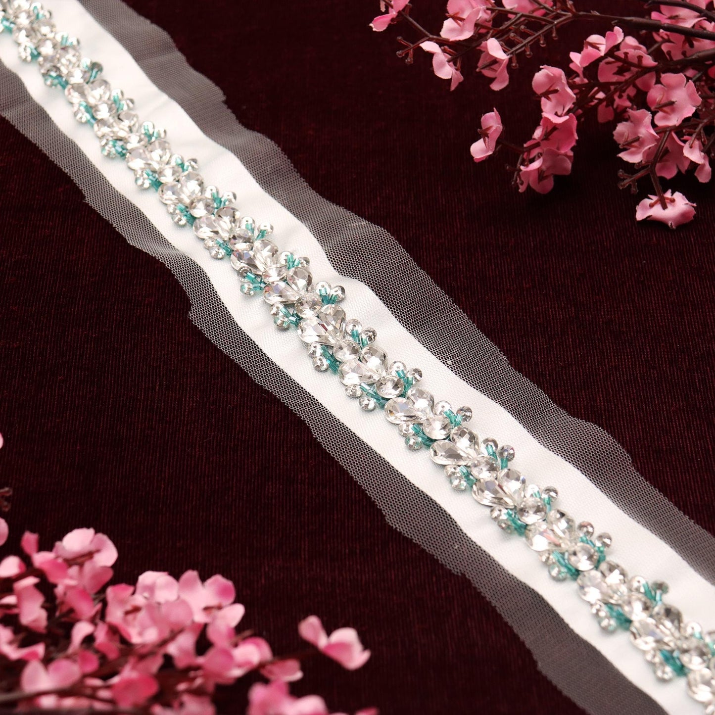 For Bridal Designers & DIY Enthusiasts: Handmade Luxury Rhinestone Crystal Lace Trim