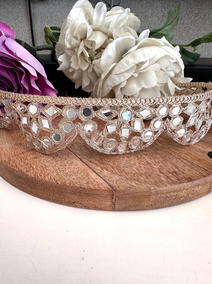 Indian Mirror Border Scalloped Antique Geometric 2.5cm Mirror Belt