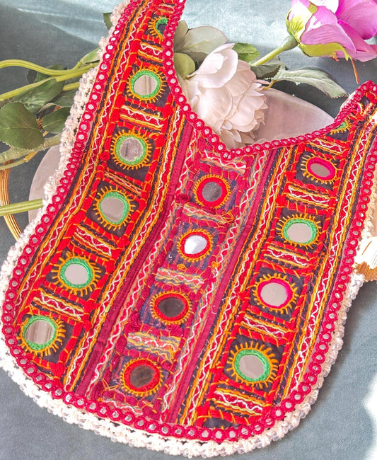 Neckline Patch Applique Boho Style Indian Hand Embroidered Design Applique