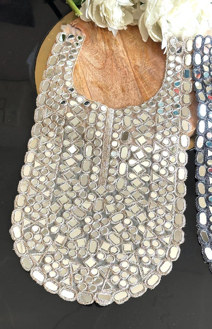 Handmade Mirror Work Neck Applique Chic Neck Patch