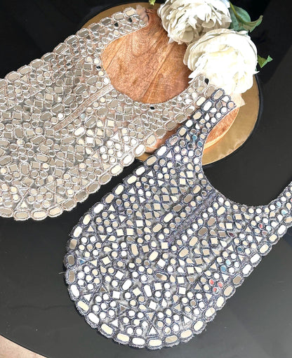 Handmade Mirror Work Neck Applique Chic Neck Patch