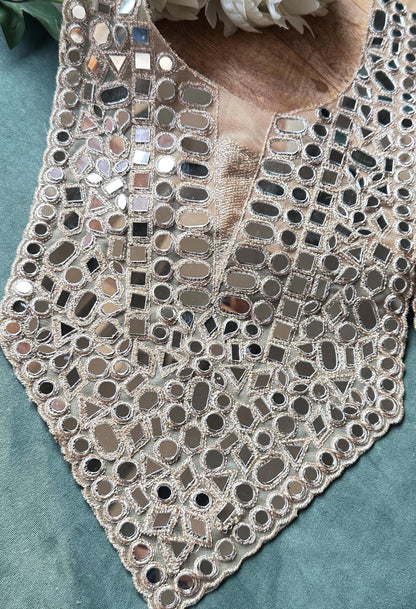 Handmade Mirror Work Neck Applique Indian Boho Chic Neck Patch