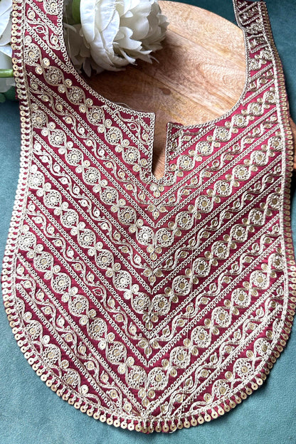Handmade Gold Embellishment Floral Neckline Collar Design Applique Neckline Trim