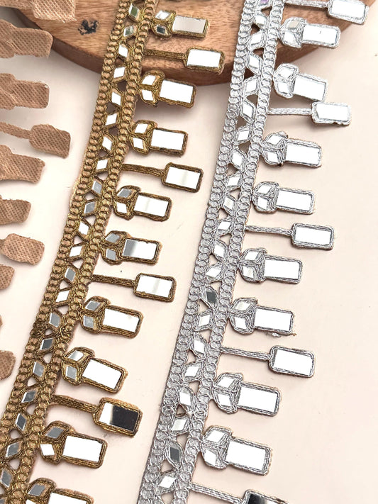 Gold Mirror Trim Embellished Pendant Fabric Lace Jewellery Making Crafting Trim DIY Costume Lace