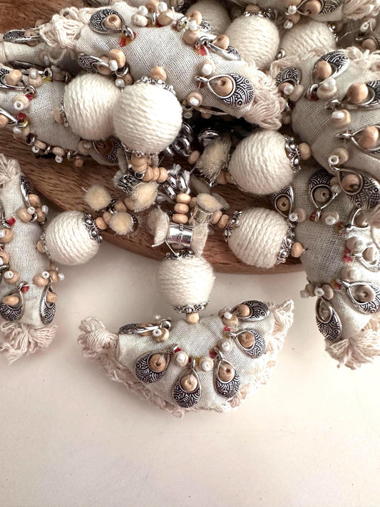 Handmade Boho Tassel with Wood Beads Metal Accent Rustic Macrame Tassel Wall Décor