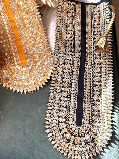 Handmade Gold Embellishment Floral Neckline Collar