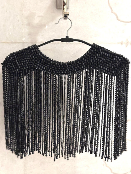 Handcrafted Pearl Bead Shoulder Jewelry Fringe Epulets Wedding Dress Coverup Shoulder Necklace