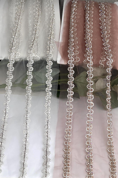 Thin Diamante Stone Trim Multicolor
