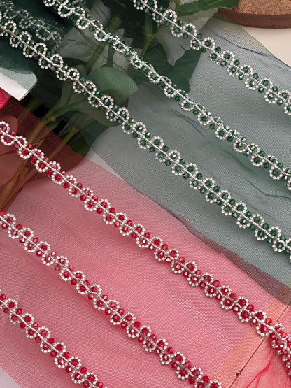 Thin Diamante Stone Trim Multicolor