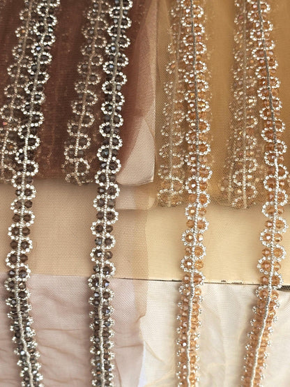 Thin Diamante Stone Trim Multicolor