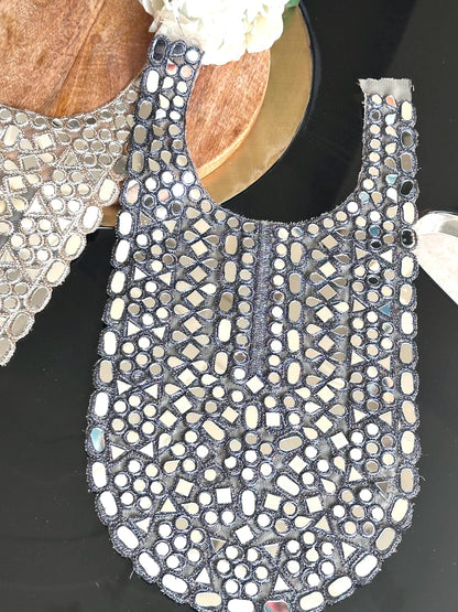 Handmade Mirror Work Neck Applique Chic Neck Patch