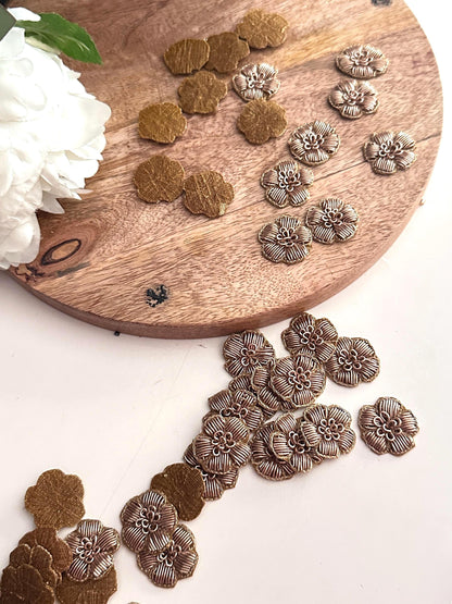 Fabric & Metallic Thread Embroidery Flower Patch