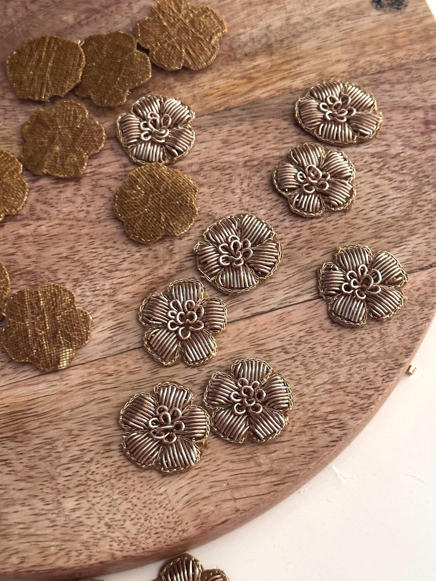 Fabric & Metallic Thread Embroidery Flower Patch