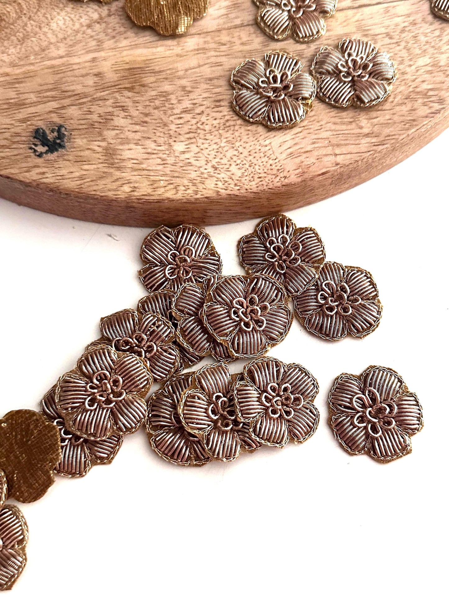 Fabric & Metallic Thread Embroidery Flower Patch