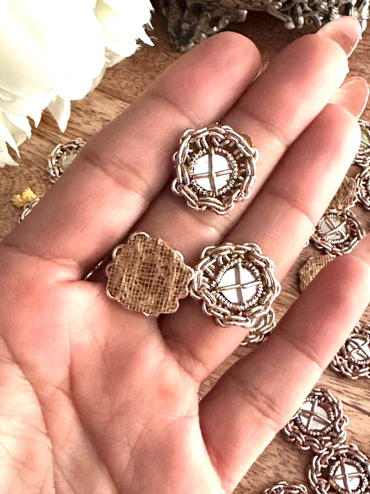 Gold Wire Frame Applique Mirror Embellished Patch Hand embroidered bullion Accessory