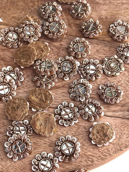 Gold Wire Frame Applique Mirror Sequin Embellish Patch Hand embroidery bullion Accessory