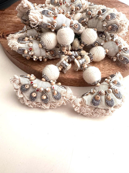 Handmade Boho Tassel with Wood Beads Metal Accent Rustic Macrame Tassel Wall Décor