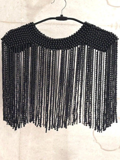 Handcrafted Pearl Bead Shoulder Jewelry Fringe Epulets Wedding Dress Coverup Shoulder Necklace