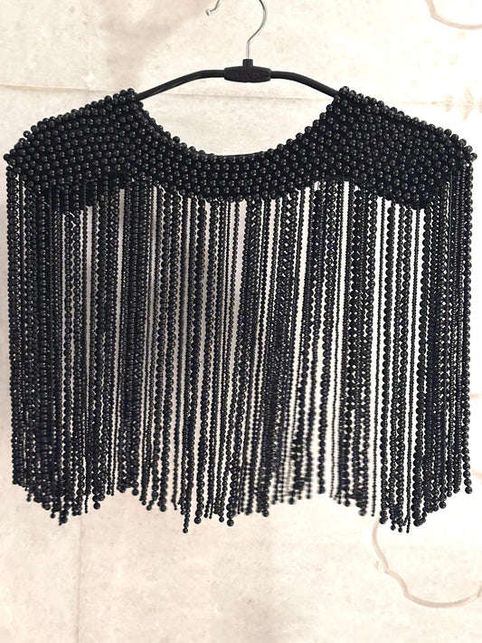 Handcrafted Pearl Bead Shoulder Jewelry Fringe Epulets Wedding Dress Coverup Shoulder Necklace