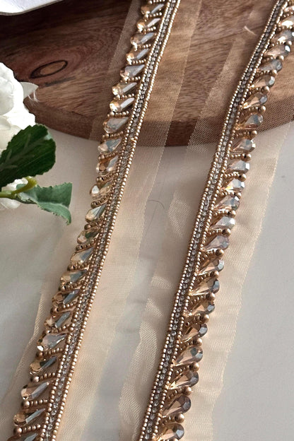 Crystal Pearl Beaded Trim Wedding Ribbon Bridal Belt Sash Pearl Shoulder Strap