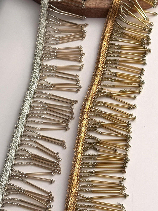 Antique Gold Glass Bead Latkan Decorative Tassel Cinta Espejo Latkan Trim  5cm