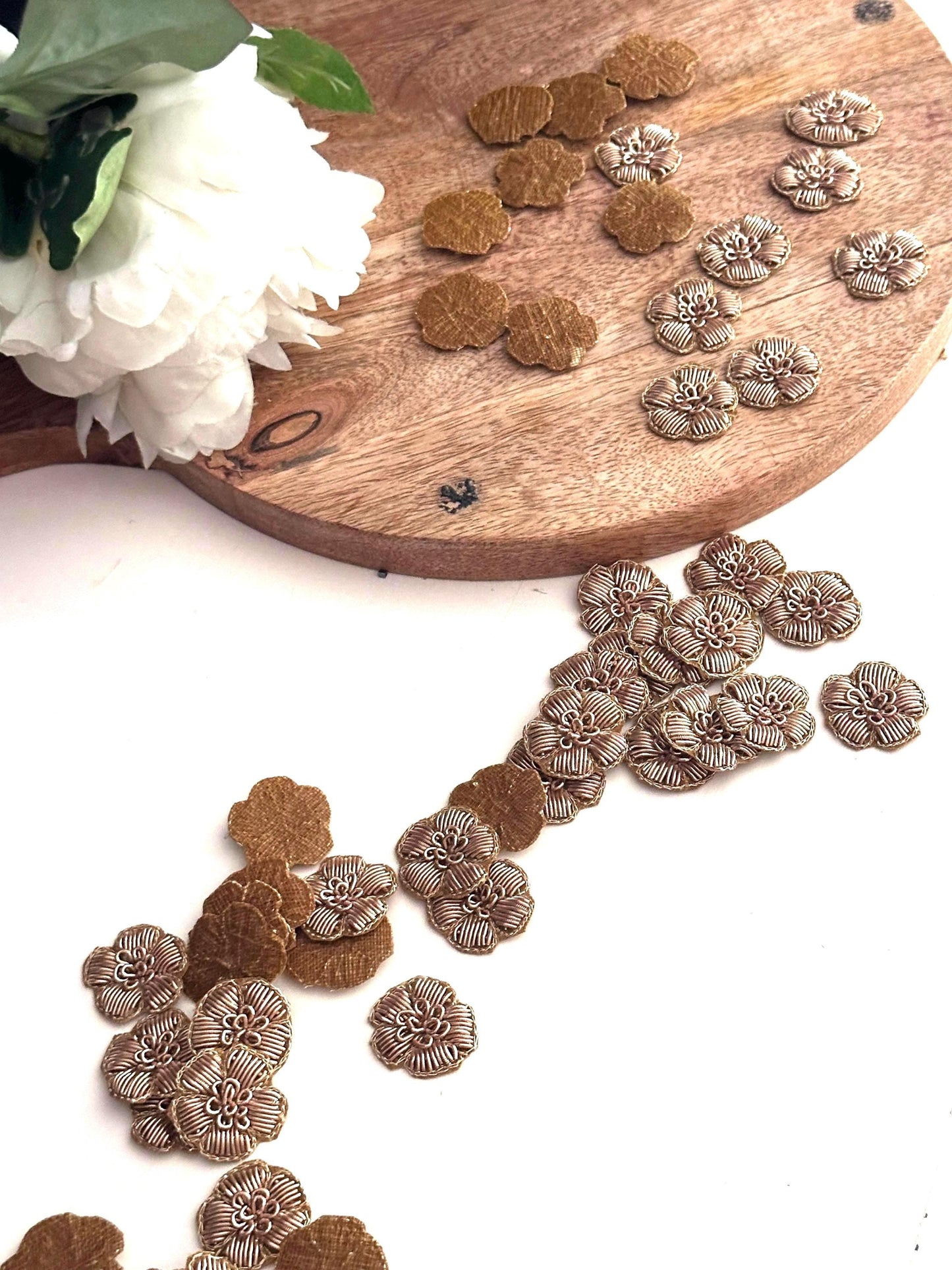 Fabric & Metallic Thread Embroidery Flower Patch