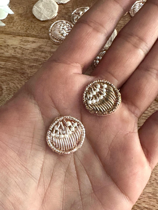Handcrafted Small Round Applique Indian Hand embroidered Bullion Pieces For Clothing Accessories
