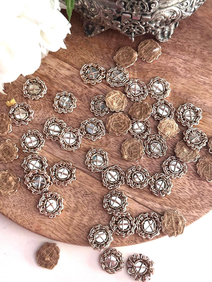 Gold Wire Frame Applique Mirror Embellished Patch Hand embroidered bullion Accessory