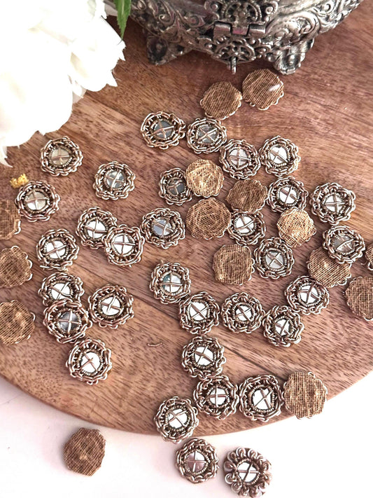 Gold Wire Frame Applique Mirror Embellished Patch Hand embroidered bullion Accessory