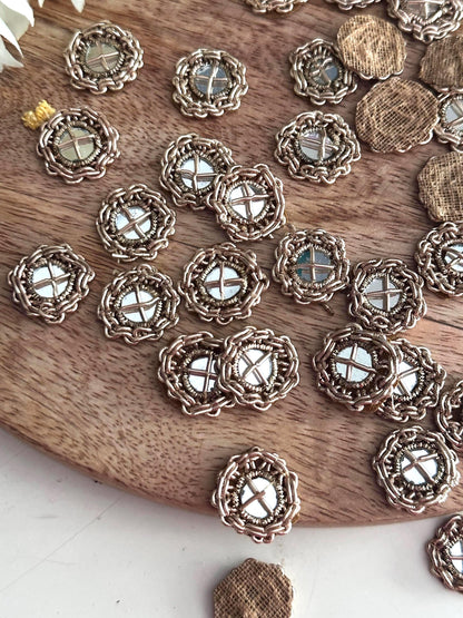 Gold Wire Frame Applique Mirror Embellished Patch Hand embroidered bullion Accessory