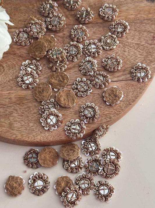 Gold Wire Frame Applique Mirror Sequin Embellish Patch Hand embroidery bullion Accessory
