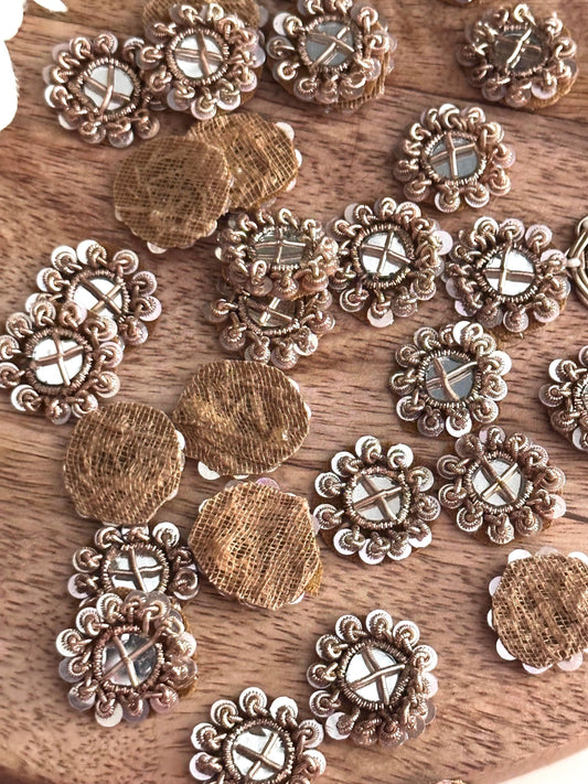 Gold Wire Frame Applique Mirror Sequin Embellish Patch Hand embroidery bullion Accessory