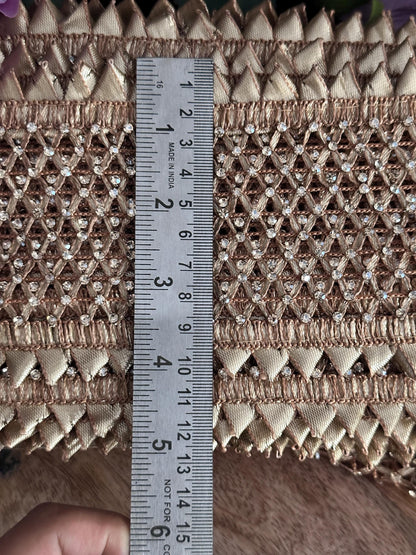 Gold Gota Patti Lace Trim with Beads & Sequins