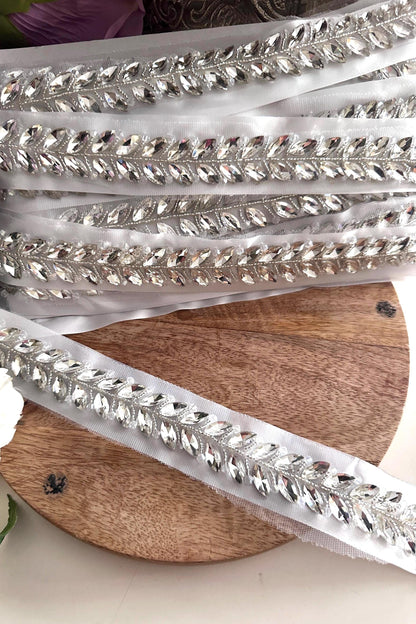 Luxury Crystal Beaded Trim Red