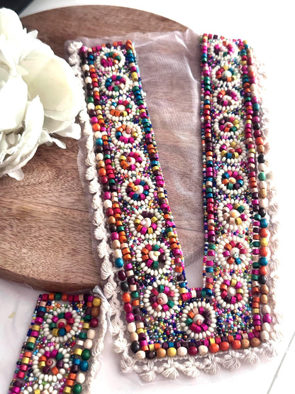 Hand Beaded Tribal Neckline Patch