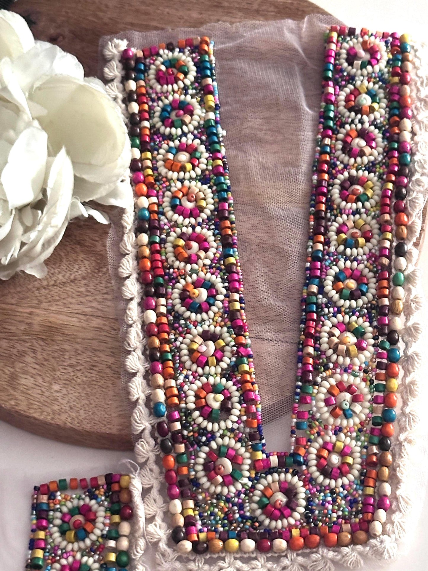 Hand Beaded Tribal Neckline Patch