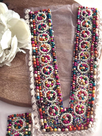 Hand Beaded Tribal Neckline Patch