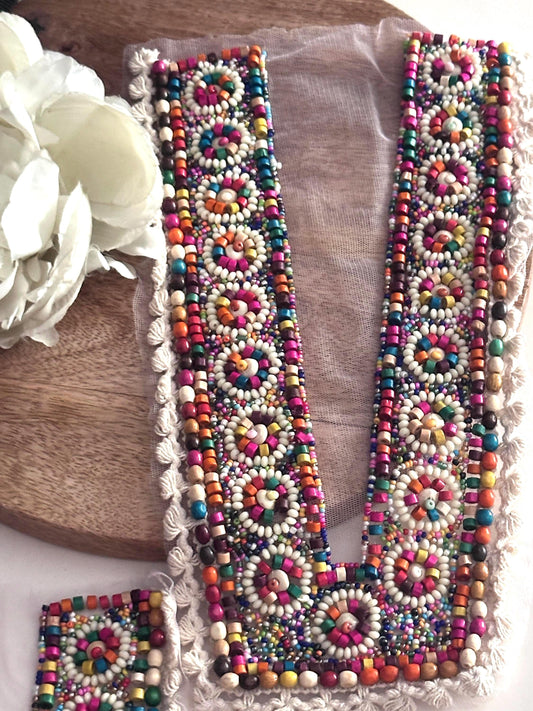 Hand Beaded Tribal Neckline Patch
