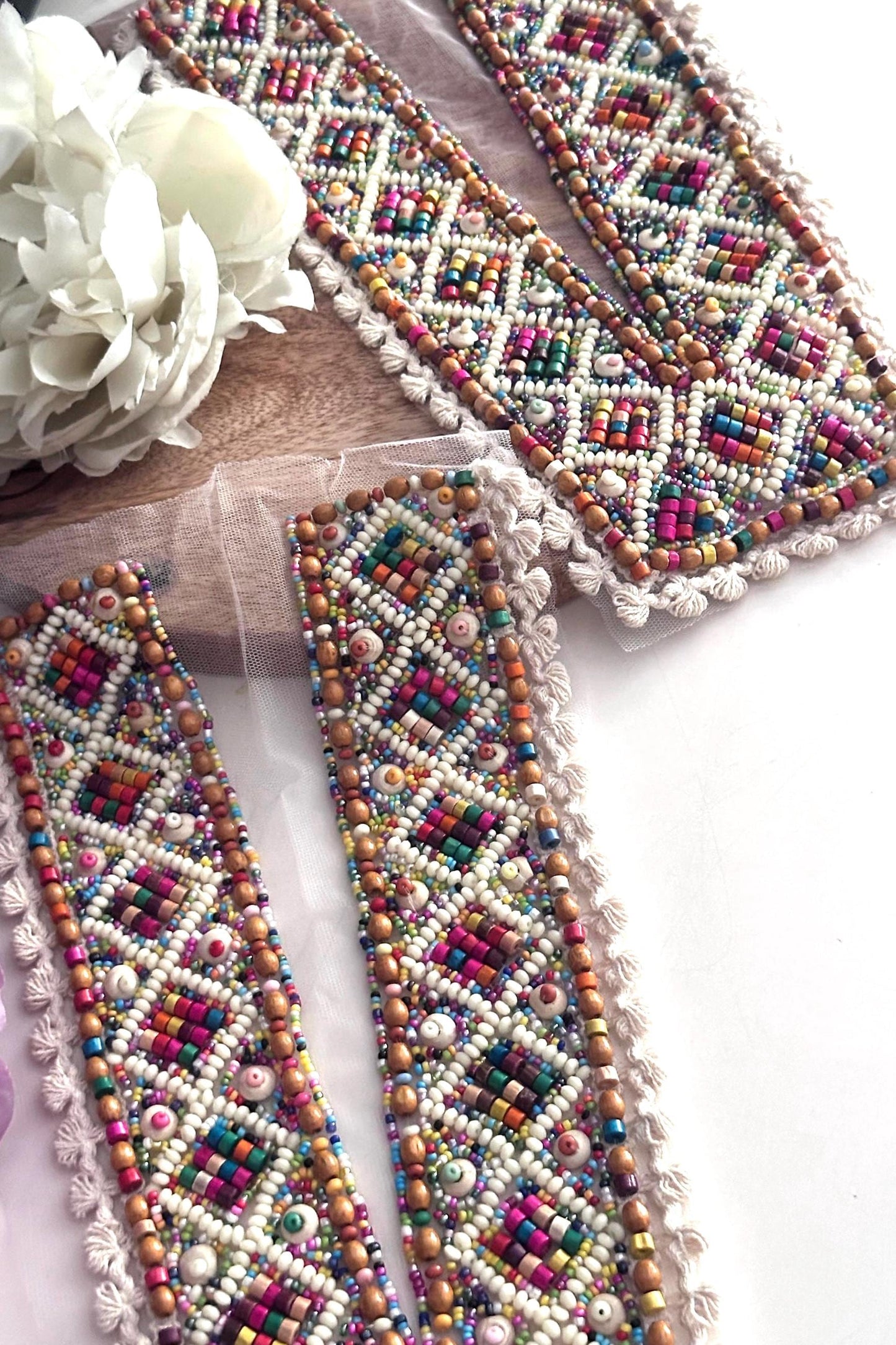 Colorful Beaded Neck Applique