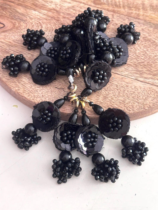 Crystal Flower Tassel Sequin Drop Appliqué