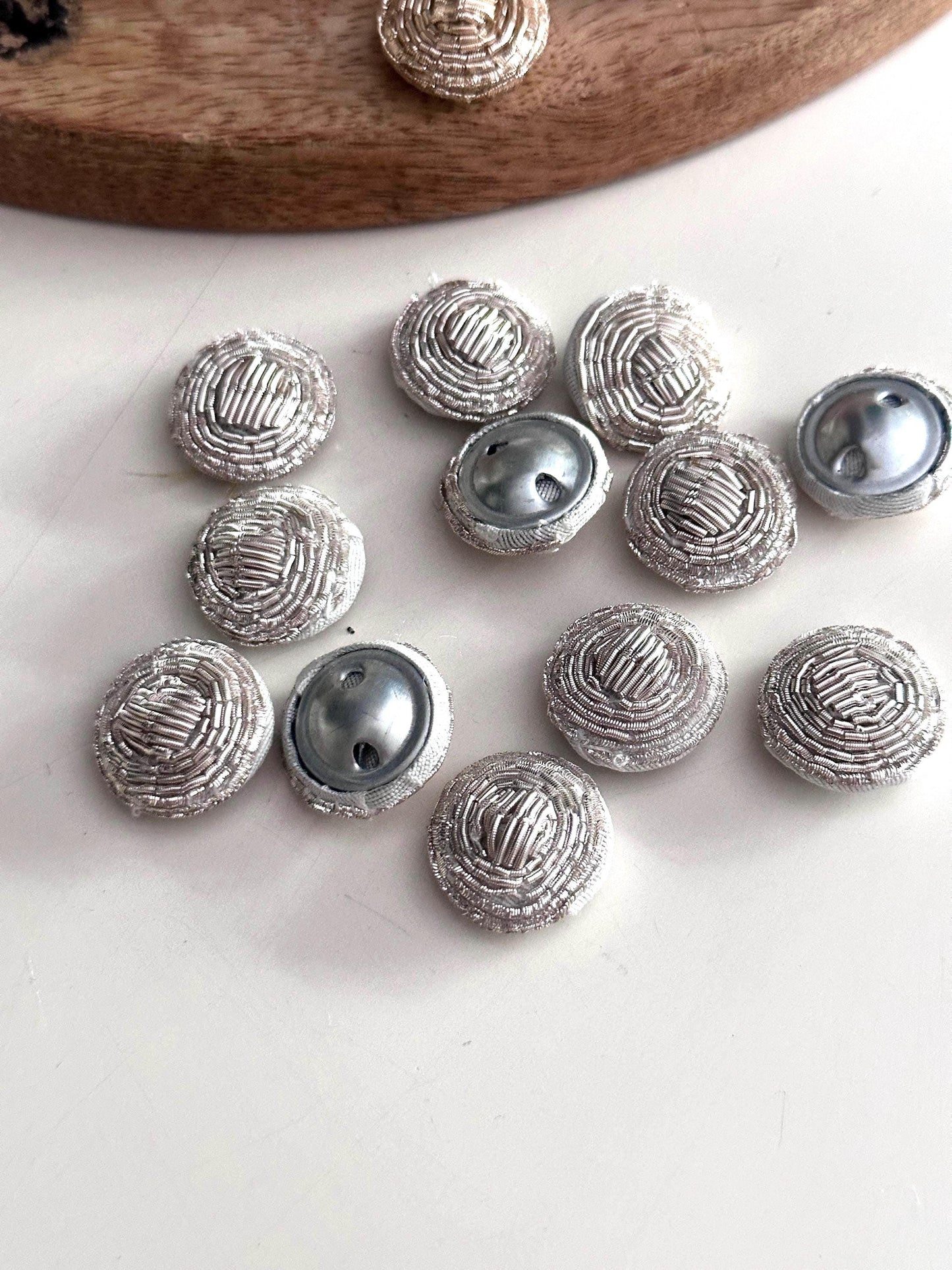 Hand Embroidered Metallic Dome Buttons