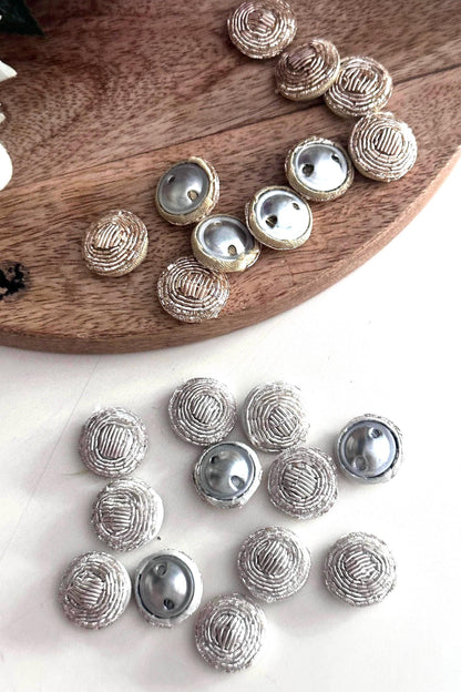 Hand Embroidered Metallic Dome Buttons