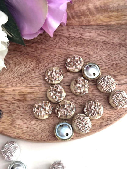 Embroidered Metallic Dome Button Applique