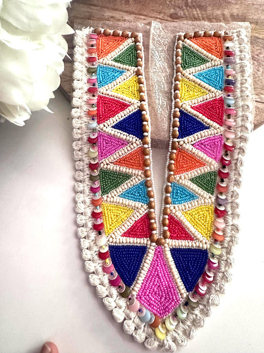Neckline Patch Applique Boho Style Colourful Design