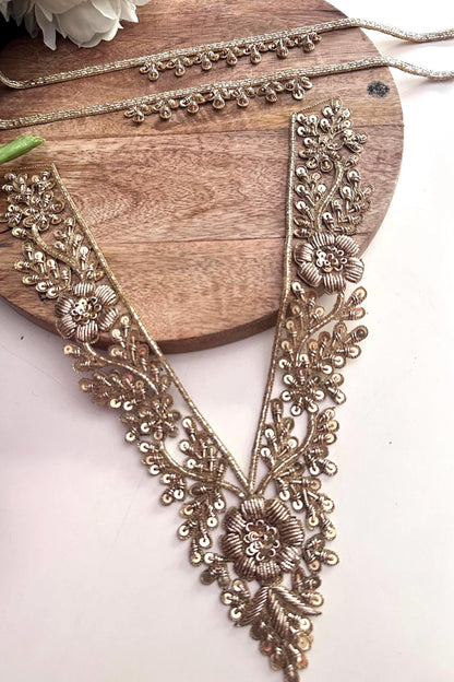 Handmade Gold Floral Applique